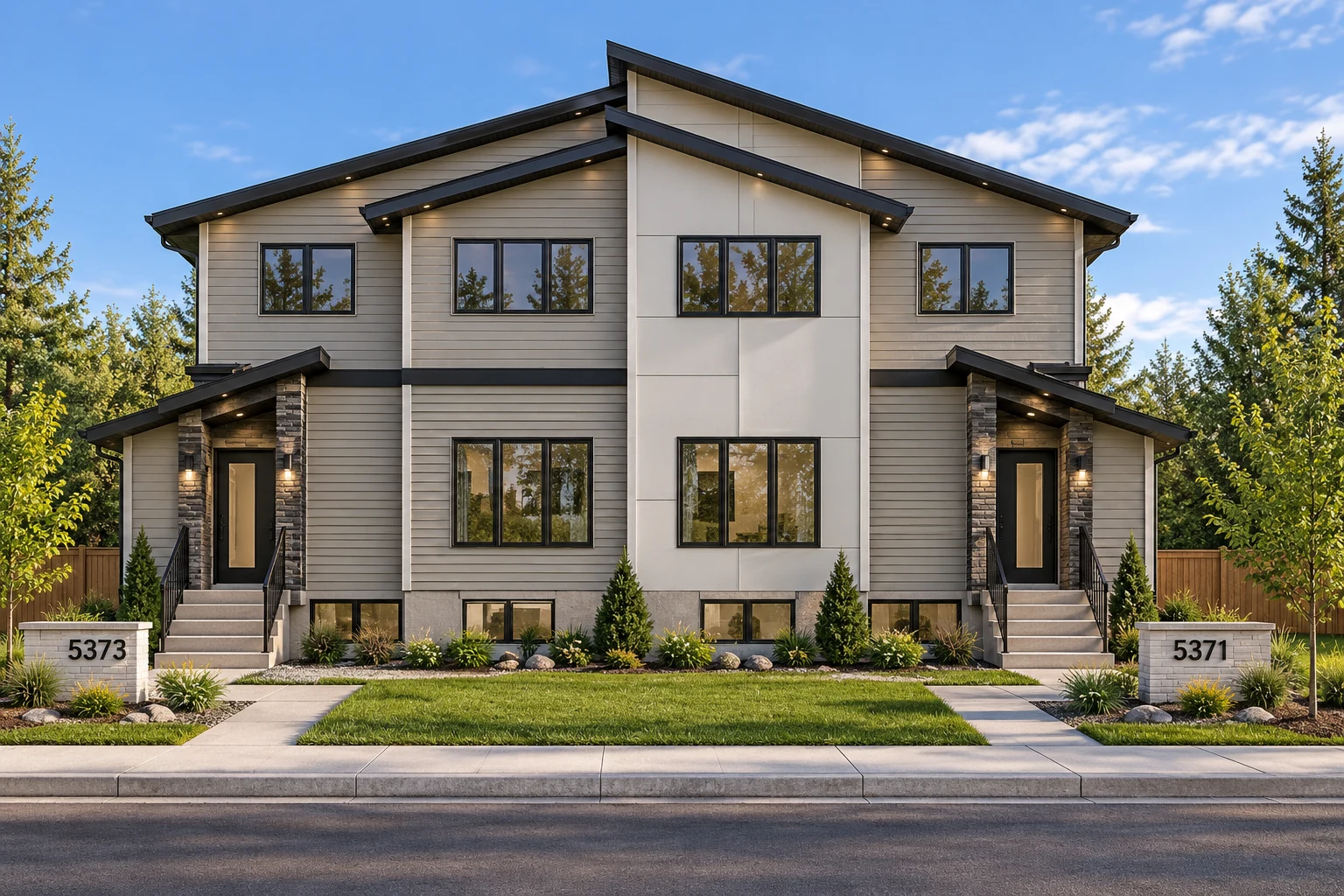 Front exterior rendering of 5371–5373 Southlands Drive