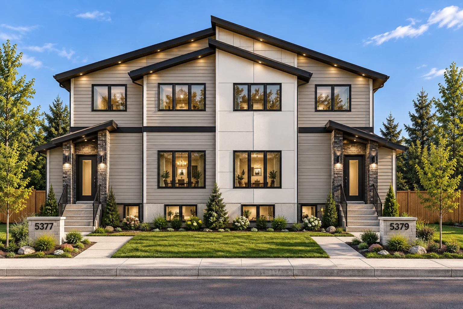 Front exterior rendering of 5377–5379 Southlands Drive
